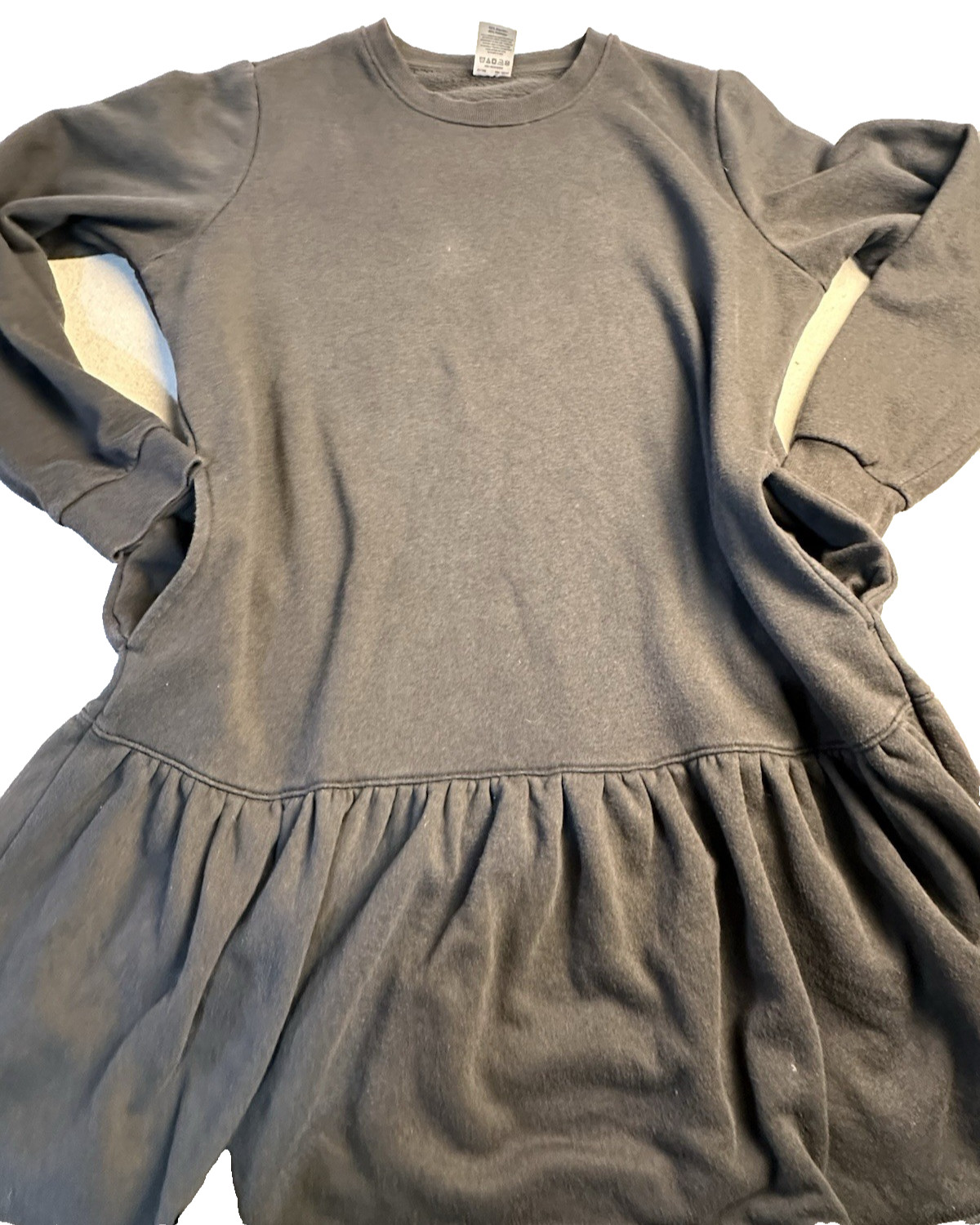 Serra Cotton Poly Blend Black Dropped Waist dress with pockets Size L