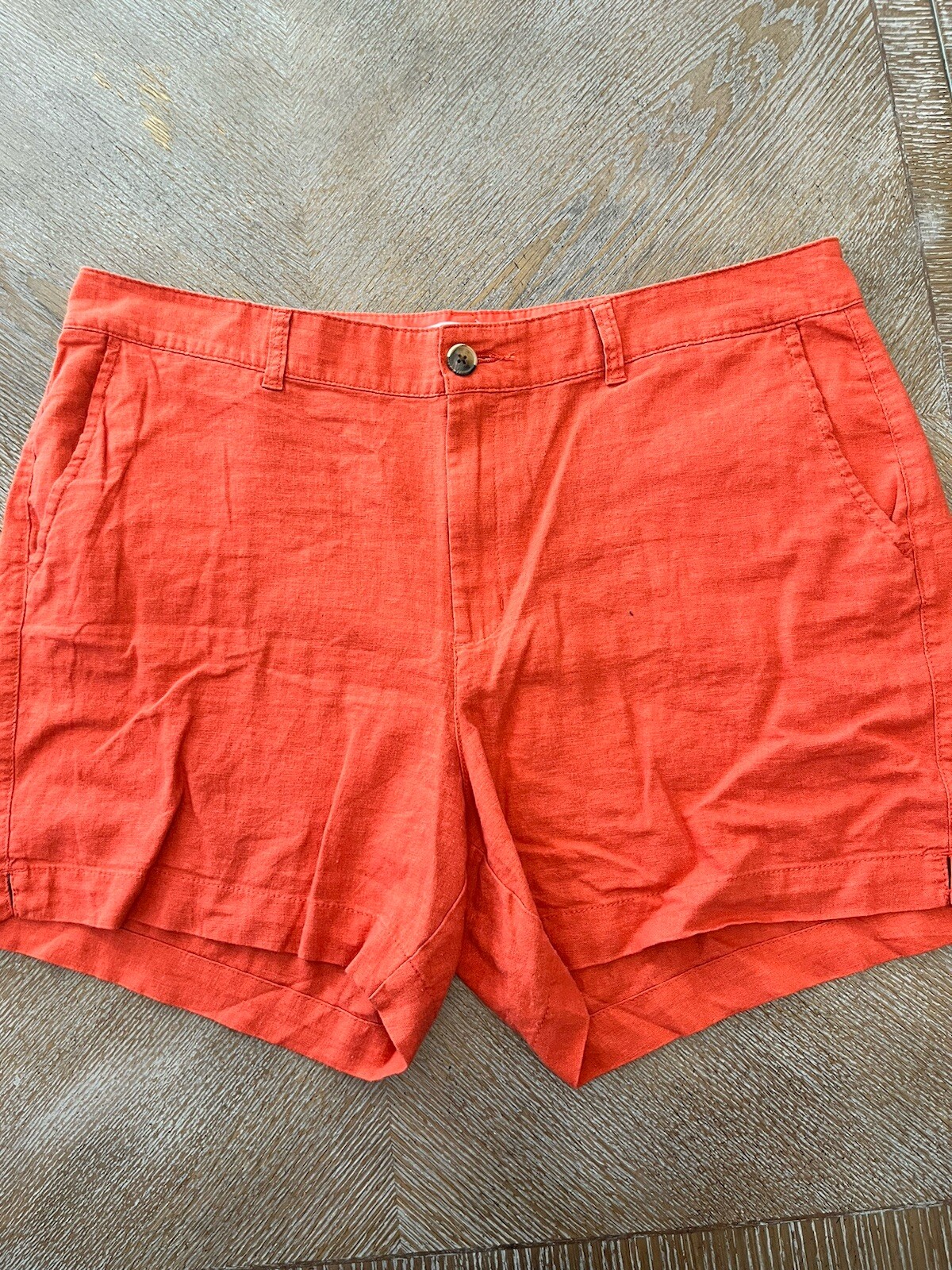 Old Navy Rust Everyday Shorts Size 16 55% Linen 45% Rayon Waist 40” Inseam 5”