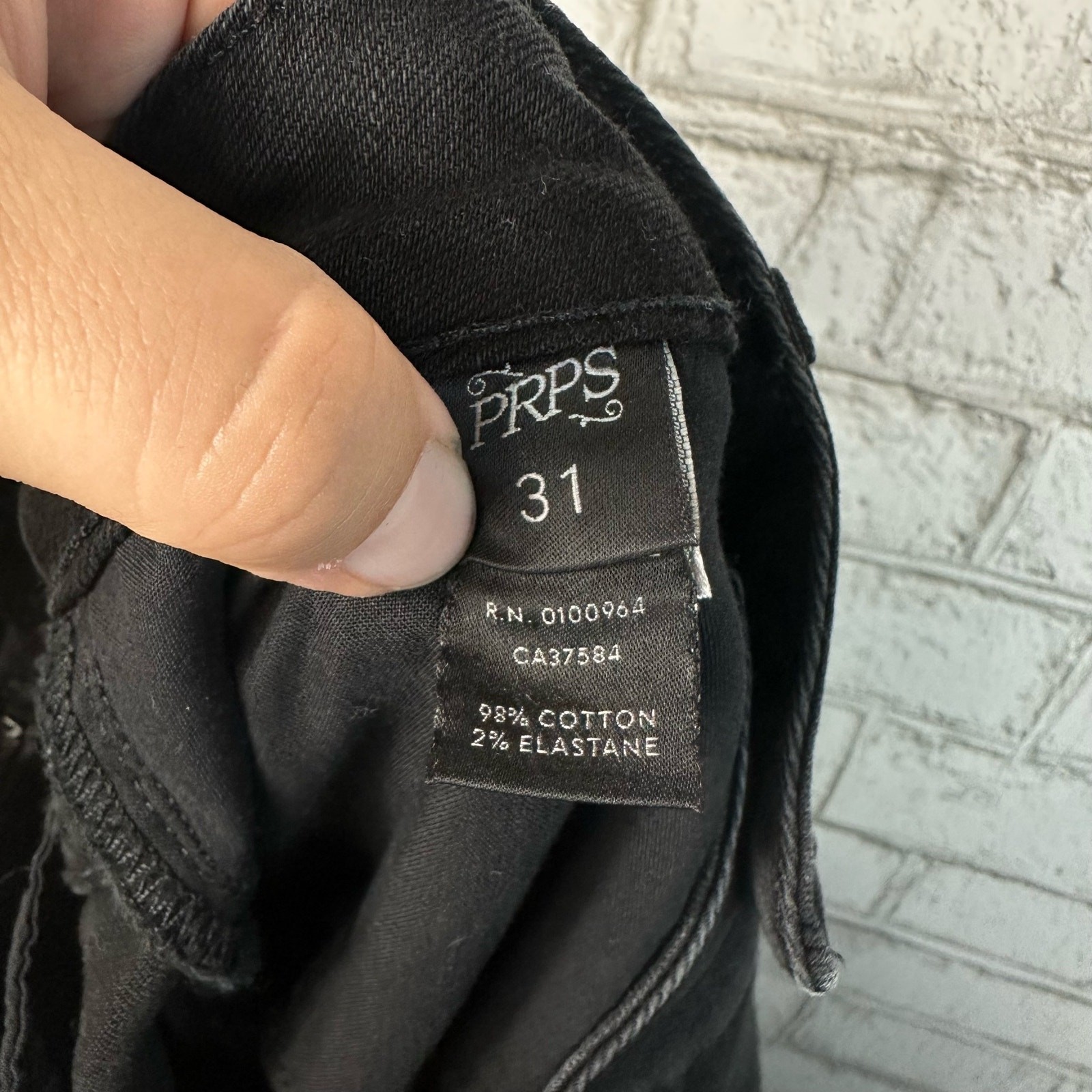 PRPS Jeans Camaro Skinny Mid Rise Zip Fly Zipper Denim Pants Black Silver 31