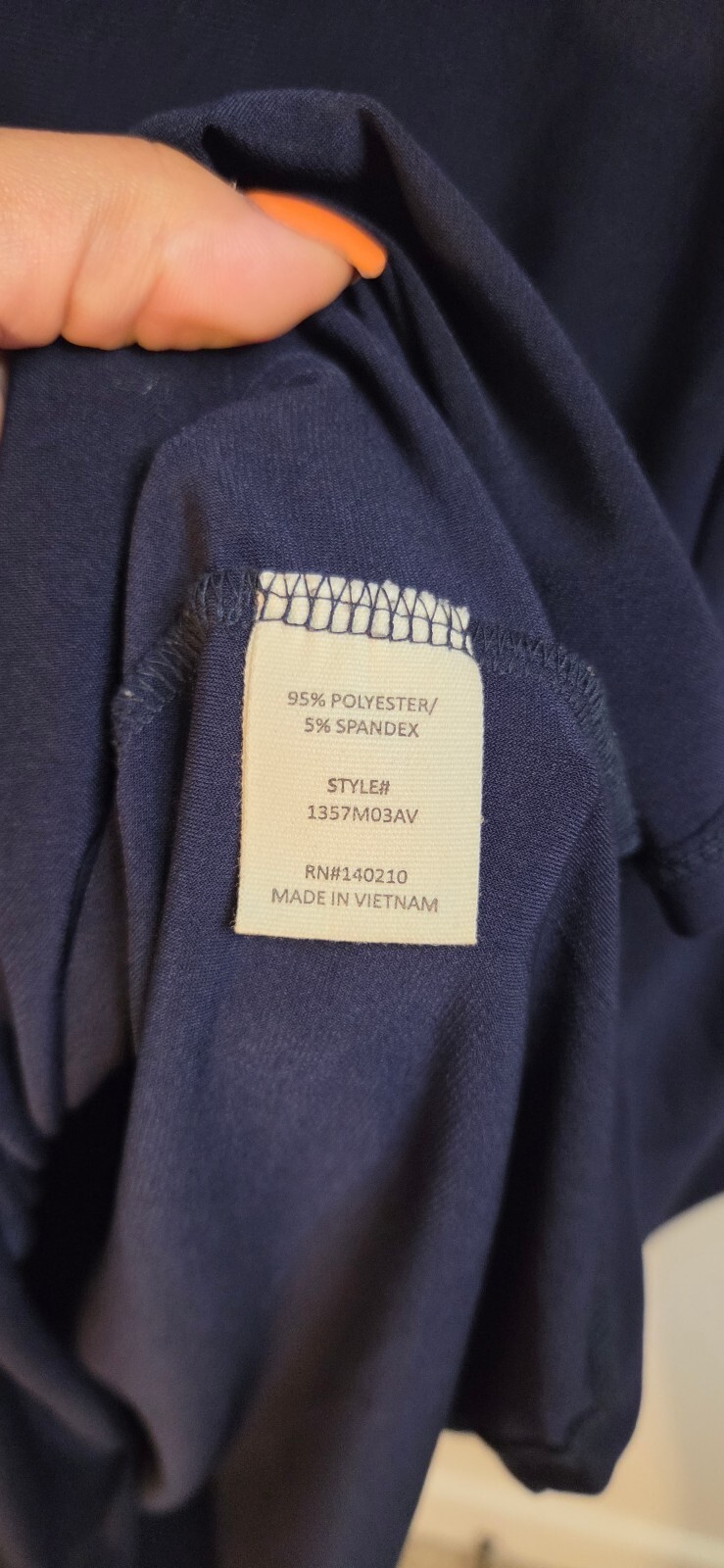 Joie de Vivre Navy Blue 3/4 Sleeve Top with Button Detail, Size XL