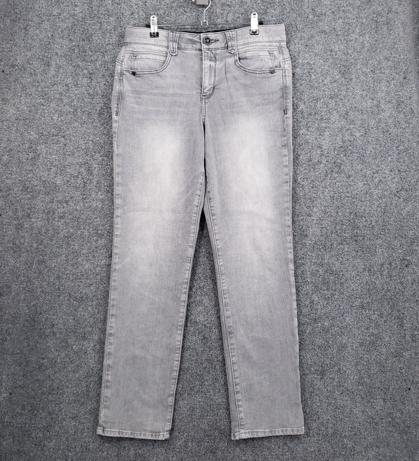 Democracy Absolution Straight Leg Jeans Womens 10 Gray Denim Mid Rise