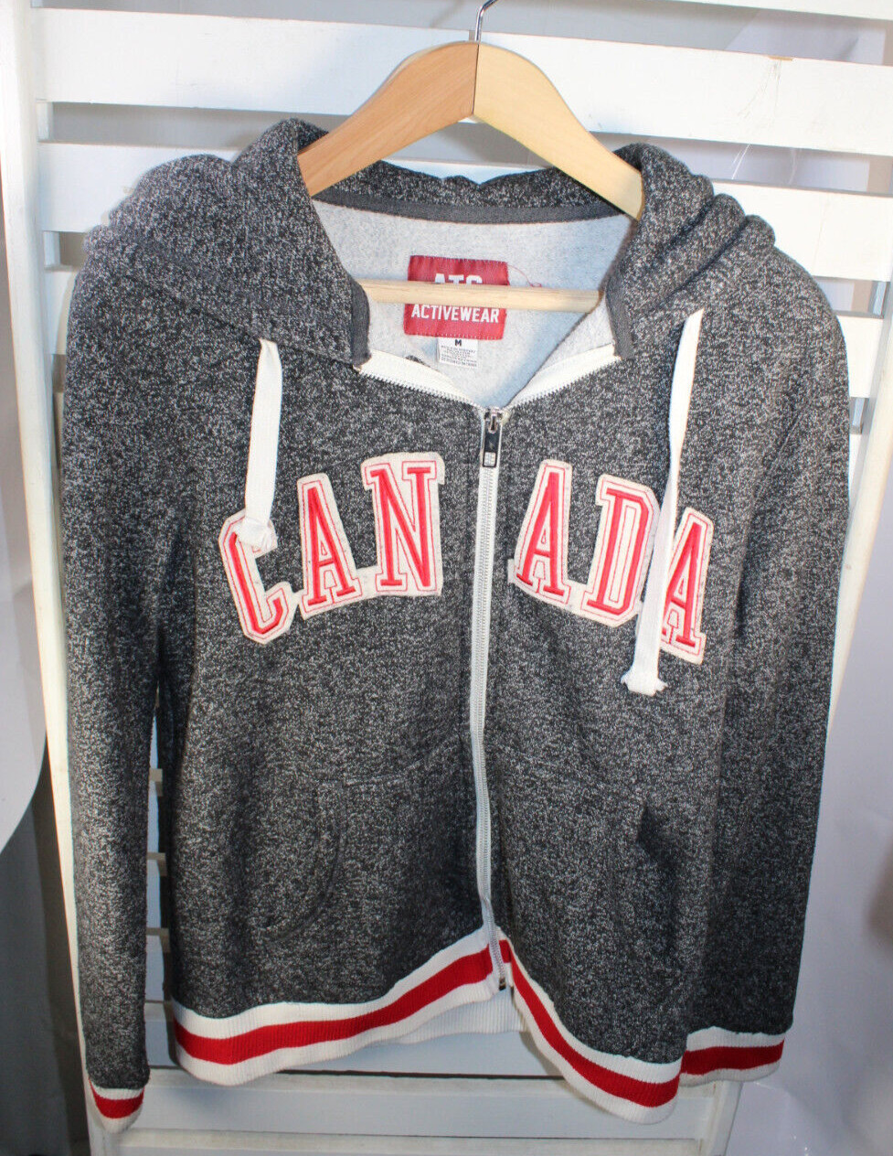 ATC Activewear Women’s M Gray Canada Spellout Full Zip Hoddie Hooded Sweatshirt
