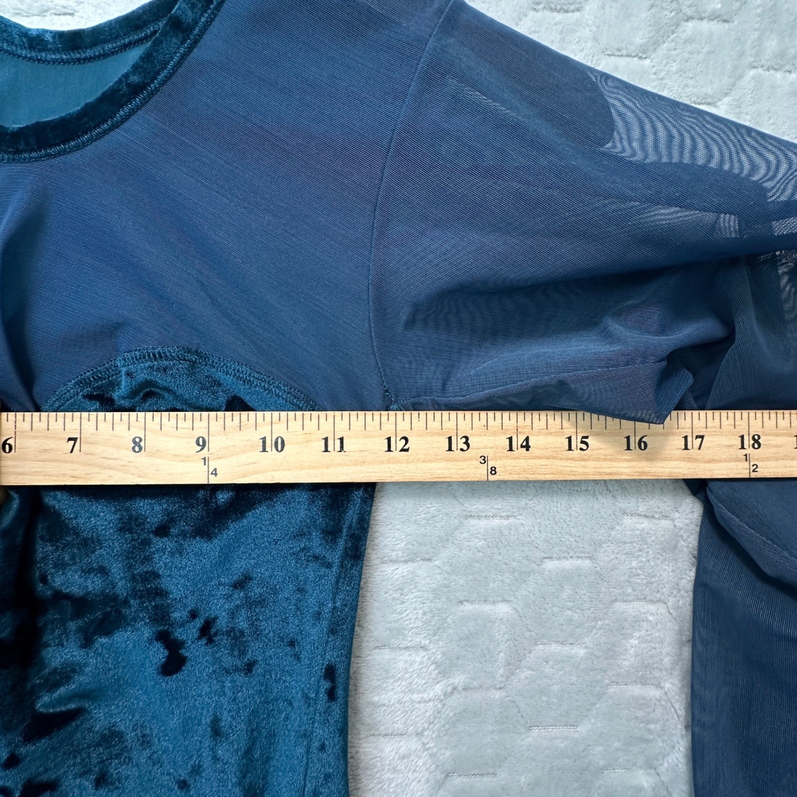 Vintage Andra Lingerie Velvet Bodysuit Mesh Teal Blue Womens Sz M Whimsigoth