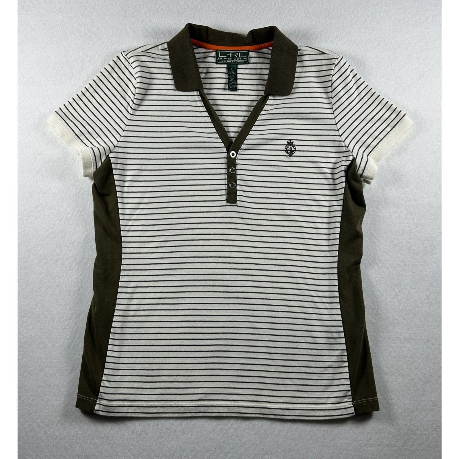 Vintage Ralph Lauren Active Striped Crest Polo Shirt Size L – Y2K Old Money