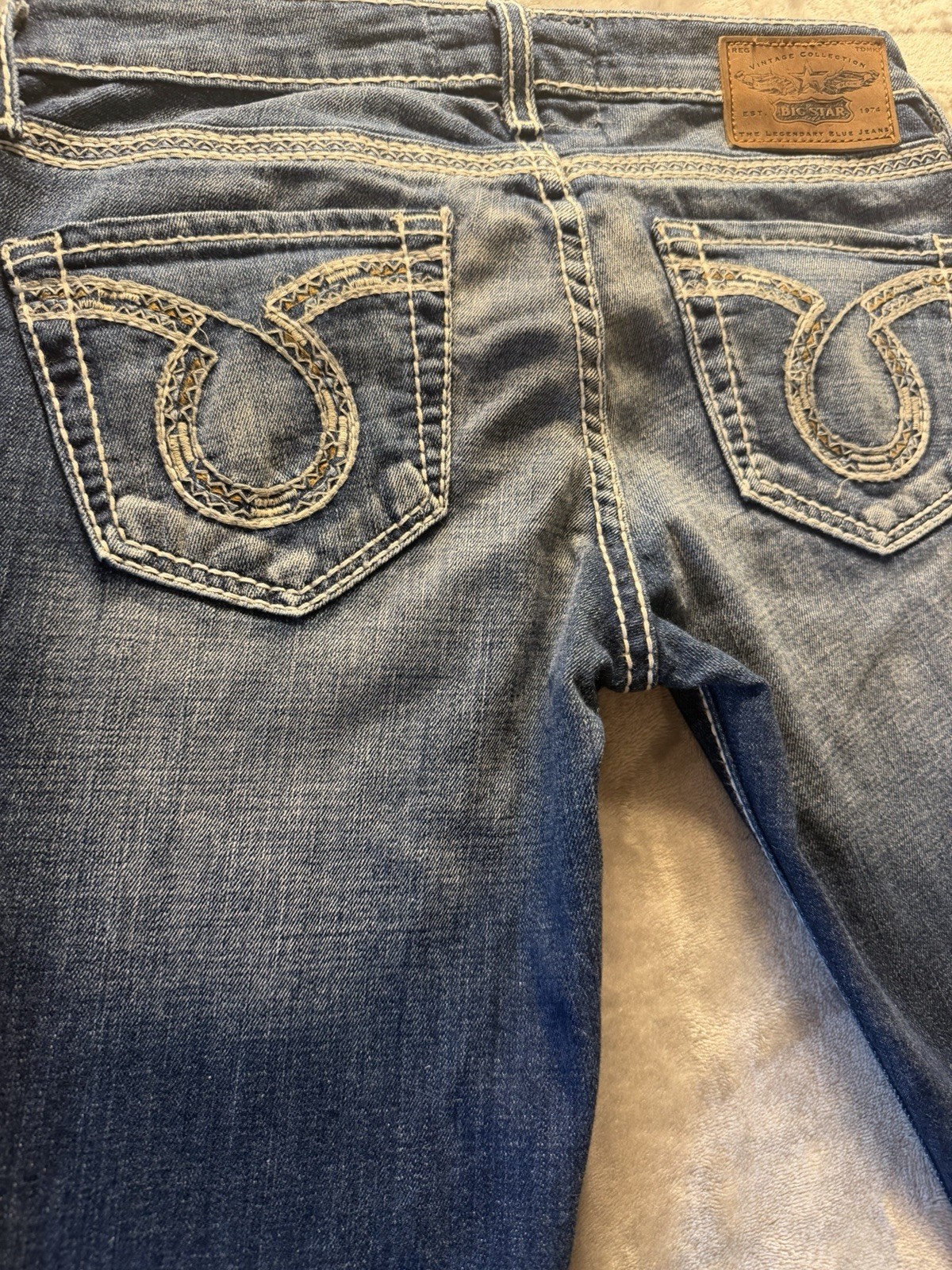 VTG Big Star by Buckle Jeans Womens 29×32 Liv Distressed Faded Low Rise Western