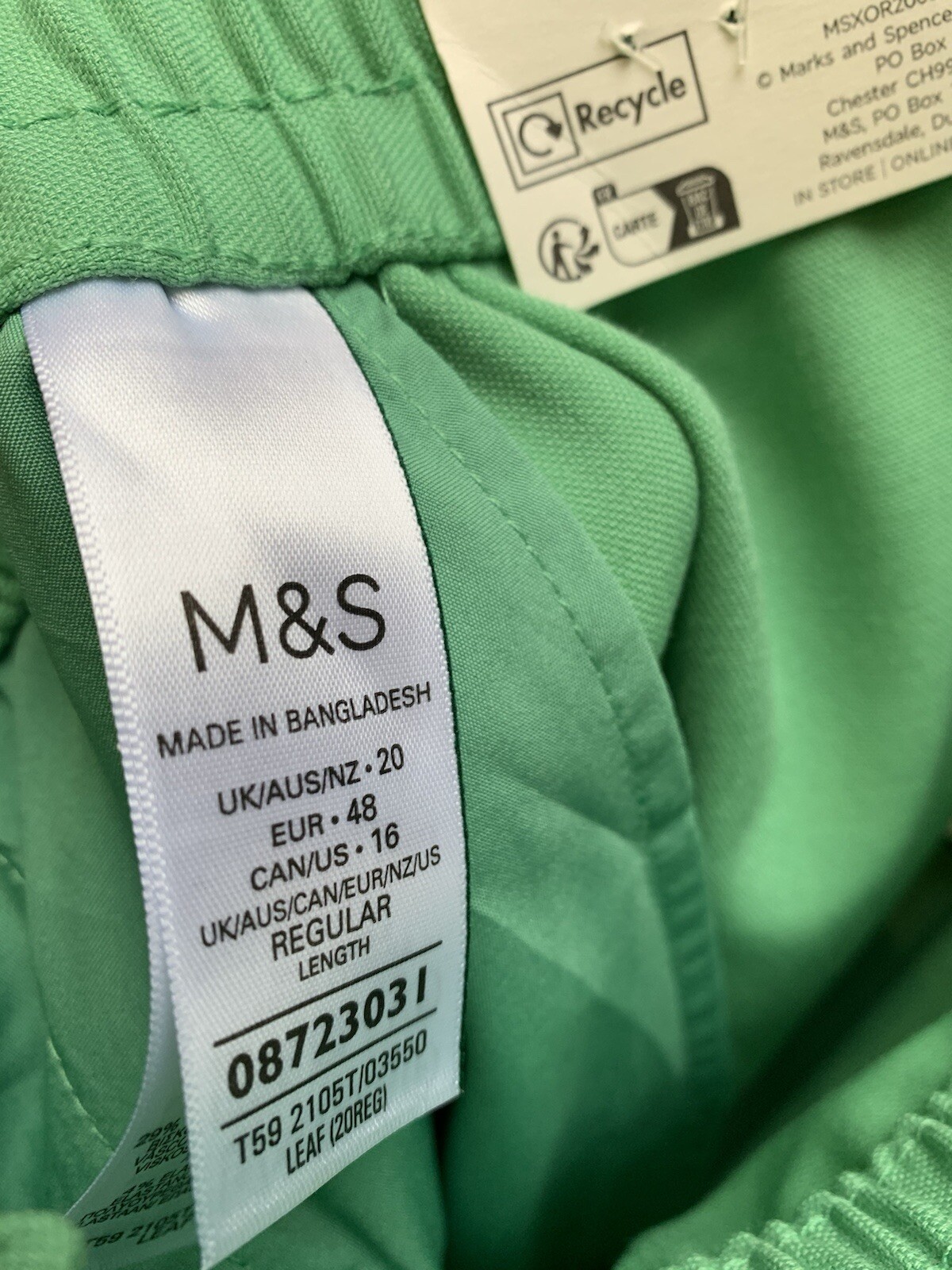 M&S Green Wide Leg Trousers UK 20 Pull On Side Stripe NEW Marks Spencer