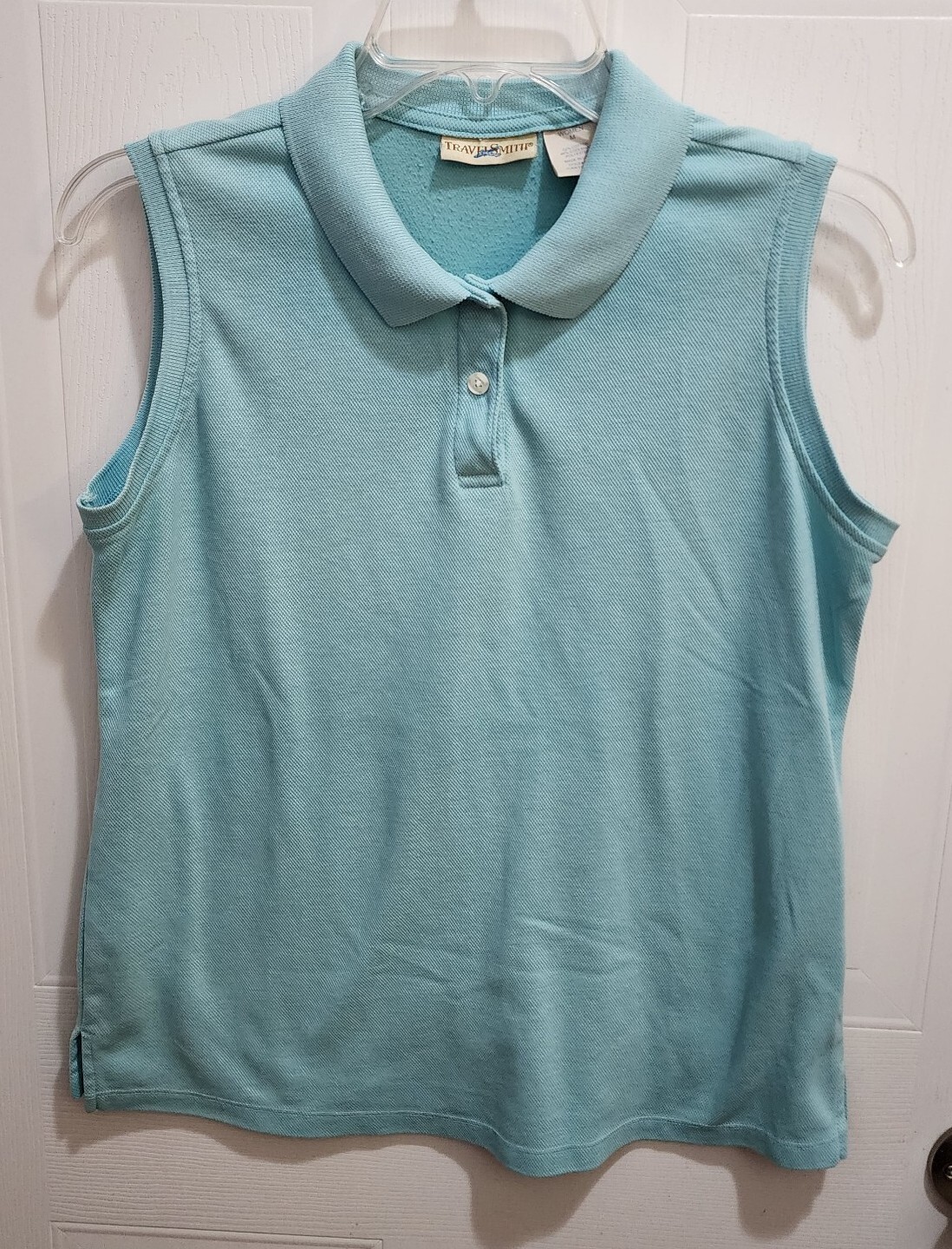 TravelSmith Women’s Sleeveless Coolmax Polo Tank Top Shirt Solid Blue Sz Medium
