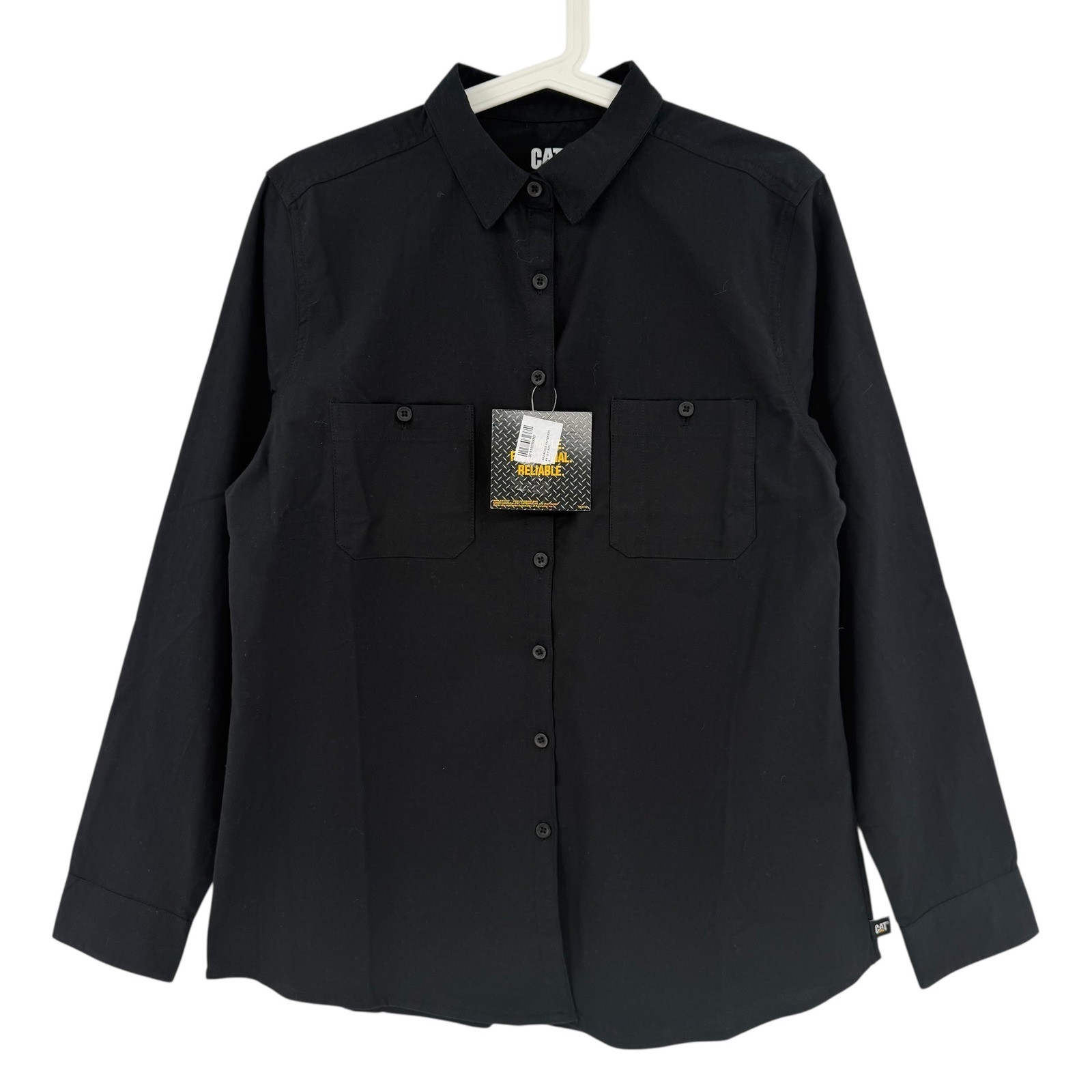 Caterpillar CAT Women’s Black Oxford Button Boho Chic Shirt Sz M Long Sleeve NWT