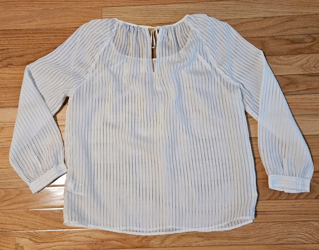 J.Crew Women’s Sheer Blouse Tie Back Ivory Long Sleeve Boho Chic Size M