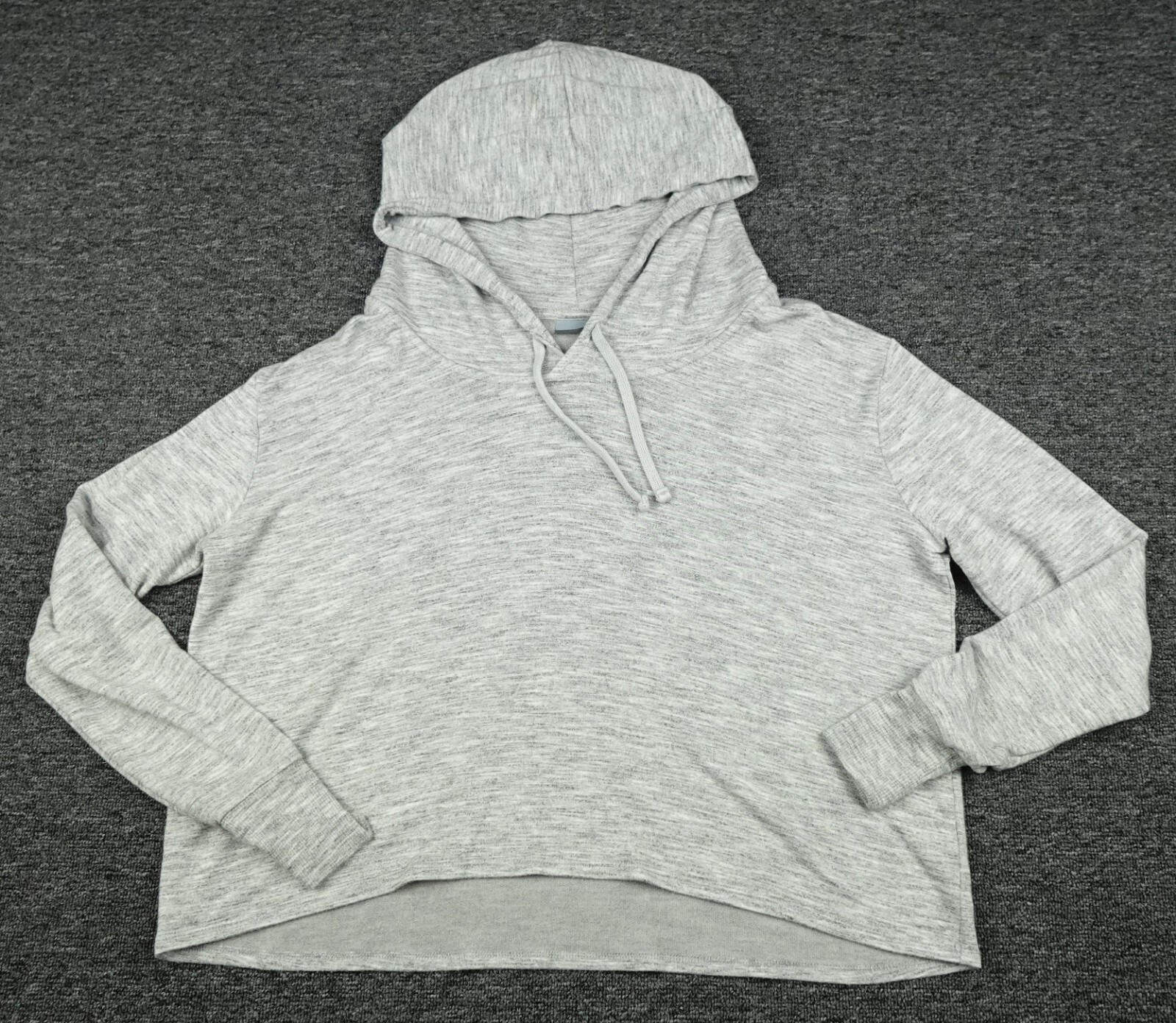 Athleta Pullover Womens Medium Gray Cropped Hooded Gym Running Walking Ladies