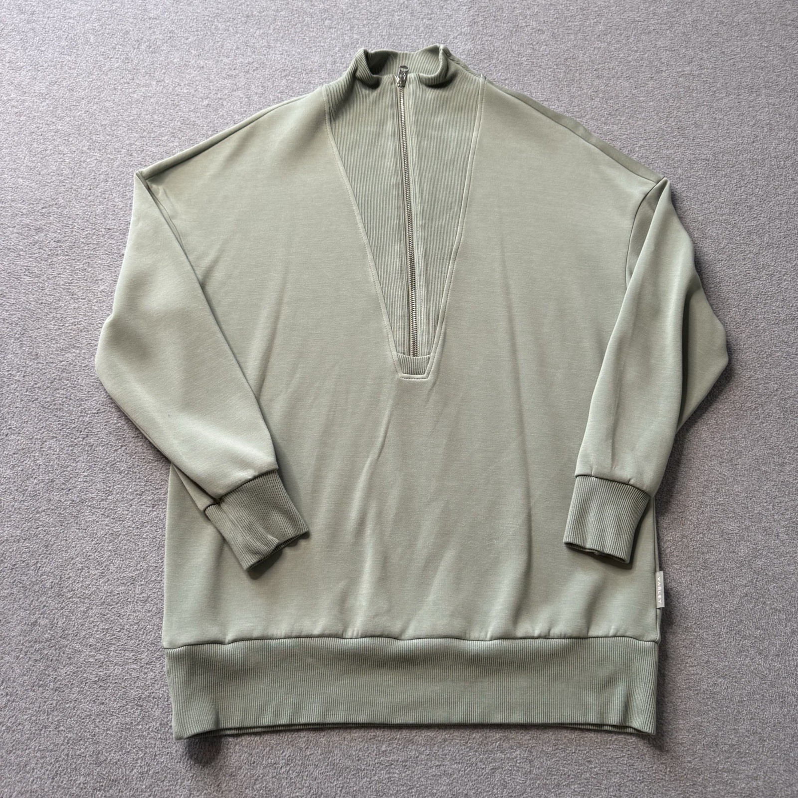 Varley Doublesoft Sweatshirt Womens XS Green Soft Athletic Stretch 1/4 Zip Adult