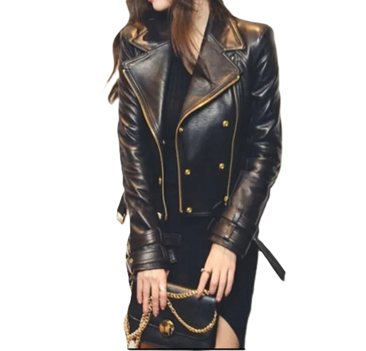Leather Jacket Women’s 100% Real Lambskin Leather Moto Biker Rider Black Jacket