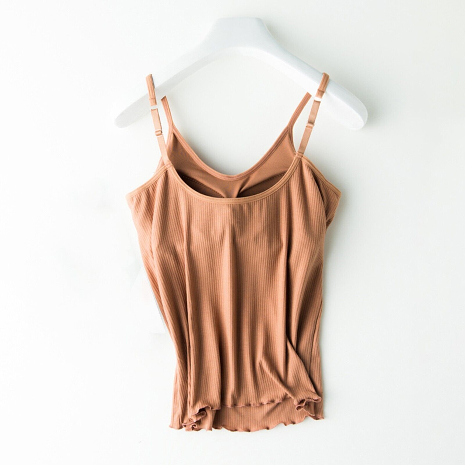 Women’s Camisole Tops with Built in Bra V Neck Vest Padded Slim Tank Tops Cotton