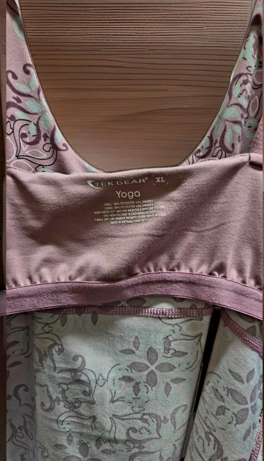 Women’s Tek Gear XL Yoga Tank Purple Floral Built In Bra Active
