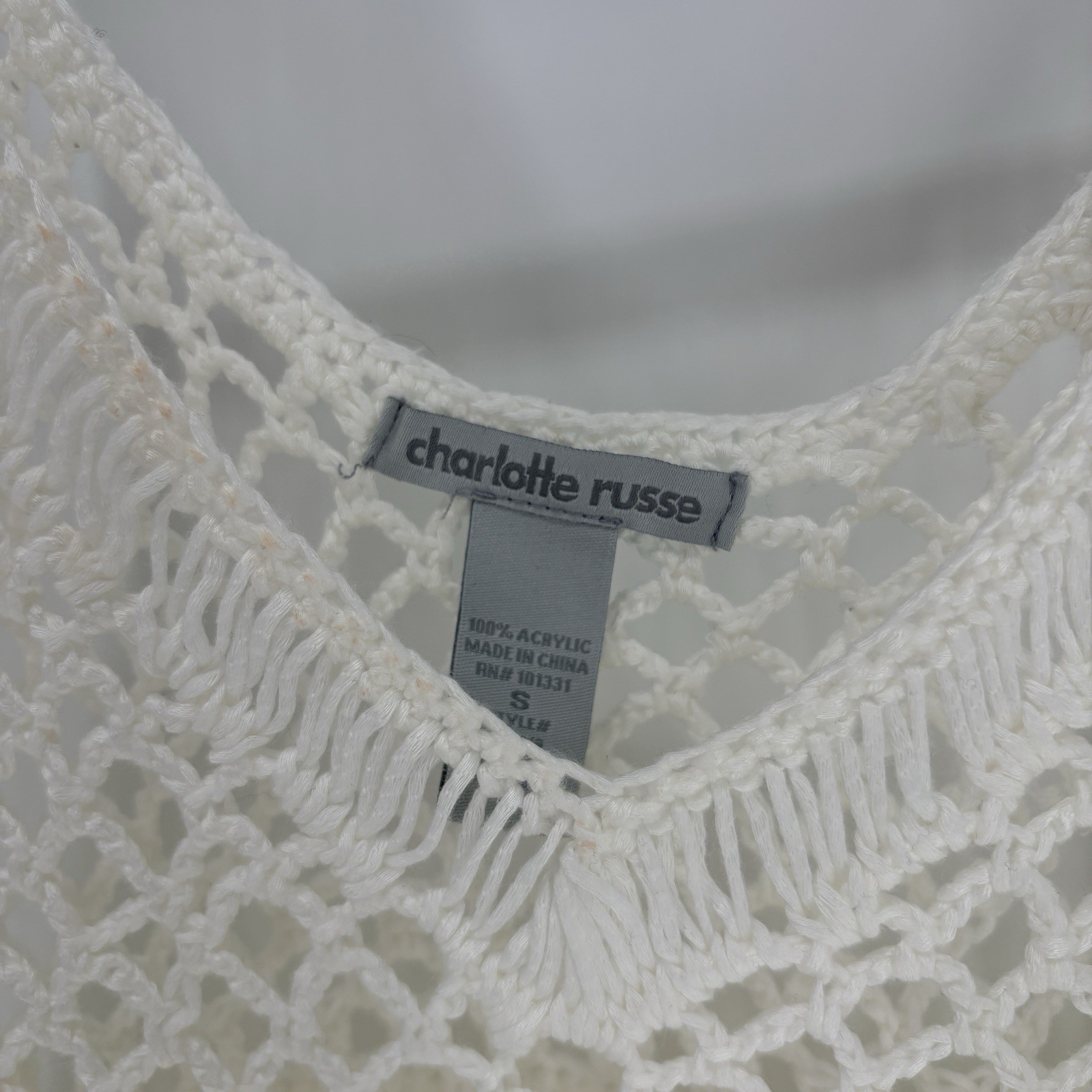Crochet Granny Square Tank Top Small Charlotte Russe Hippie Boho Retro Beach