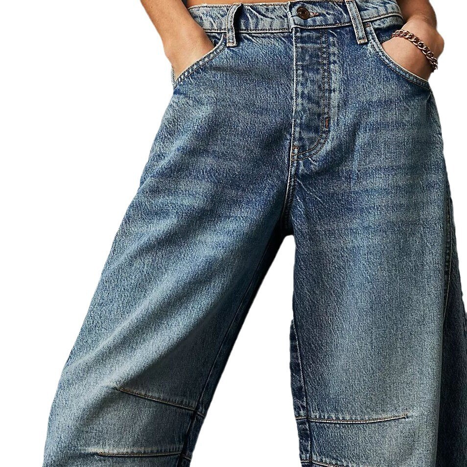 Women’s Wide Legs Mid-Waist Jeans Cut Mid-Waist Barrel Jeans Loose Jeans –