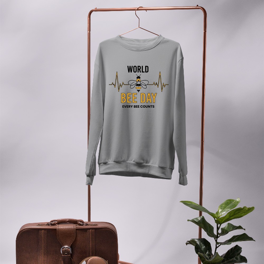 World Bee Day Sweatshirt Every Bee Counts Bumble Bee Honey Novelty Gift