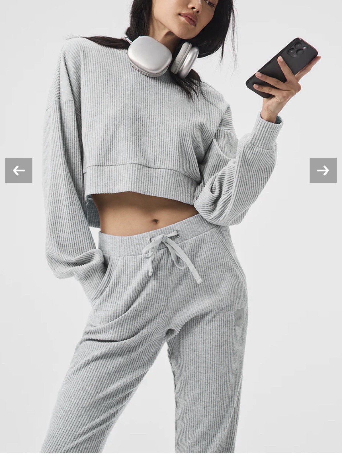 Alo Muse Ribbed Hoodie + Joggers (XS)