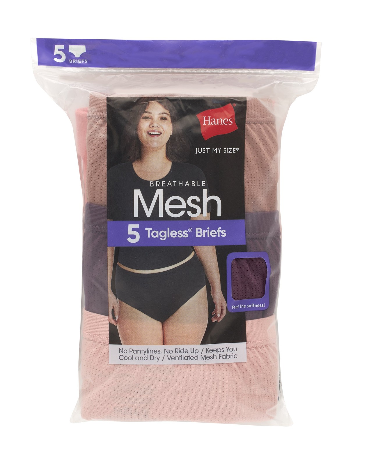 Hanes Just My Size Women’s Breathable Mesh Brief Underwear, 5-Pack (Plus Size)