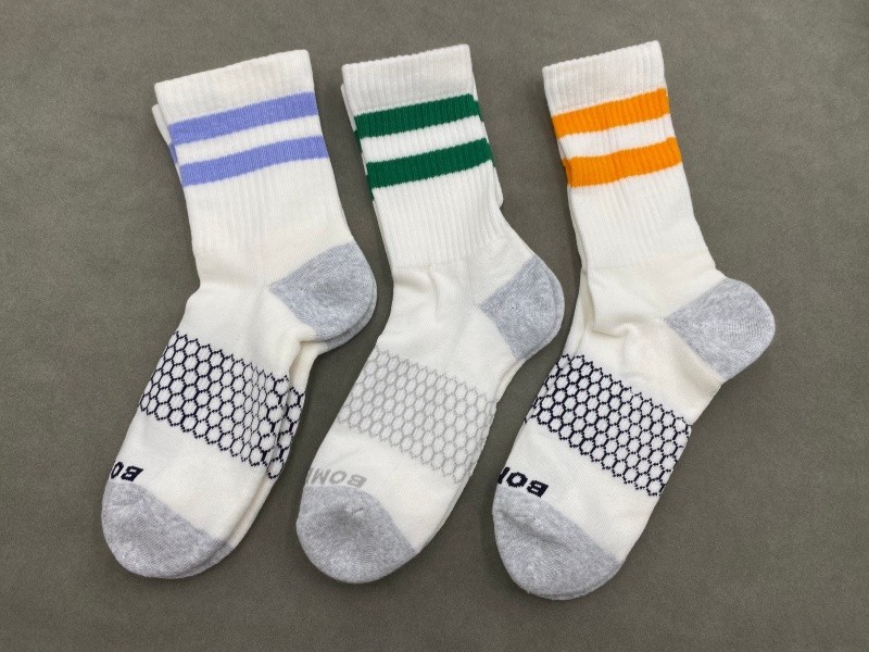 3 Pairs Bombas Honeycomb Vintage Rainbow Stripes Half Calf Socks Women Size M