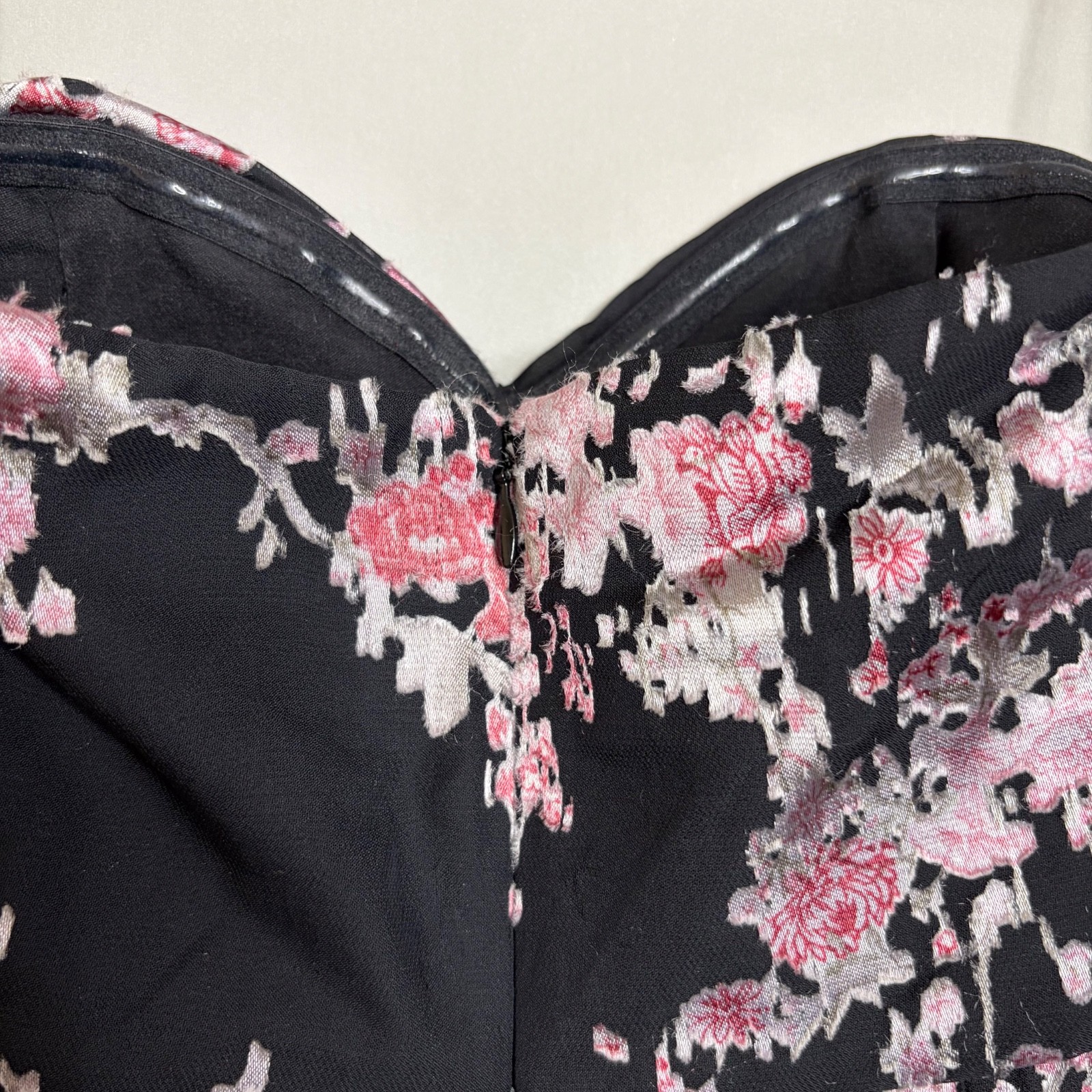 Chrissy Teigen x Revolve Myanmar Dress XS Black Floral Burnout Strapless Maxi