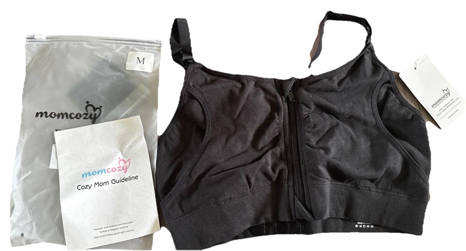 Momcozy nursing bra size medium maternity hands free black pregnancy comfort