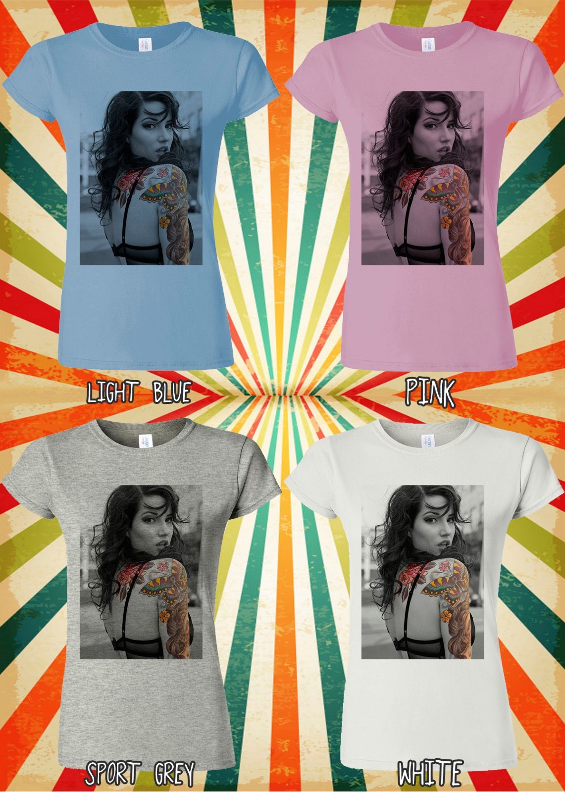 Sexy Tattoo Girl Butterfly Novelty Men Women Vest Tank Top Unisex T Shirt 1486