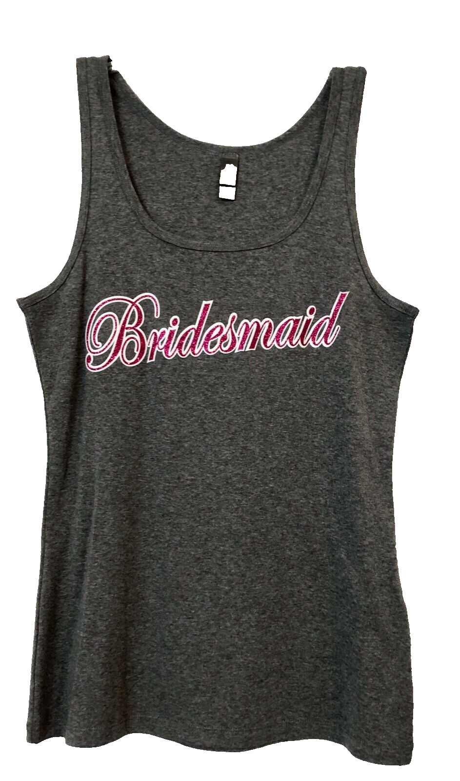 (NOWT) District Made Women’s Gray Bridesmaid Bling Tank Top Size L