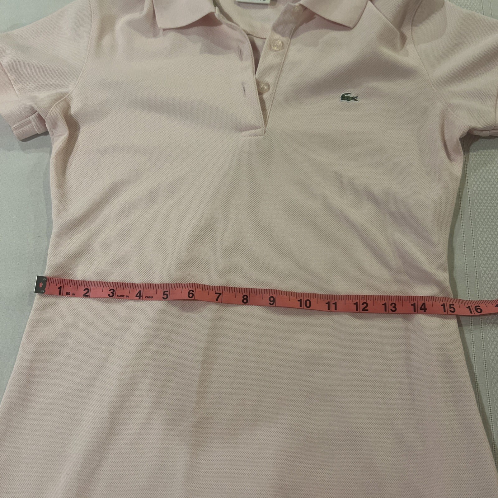 Lacoste Pique Polo Knit Dress Pale Pink 38 Preppy Old Money LACOSTE On Back!