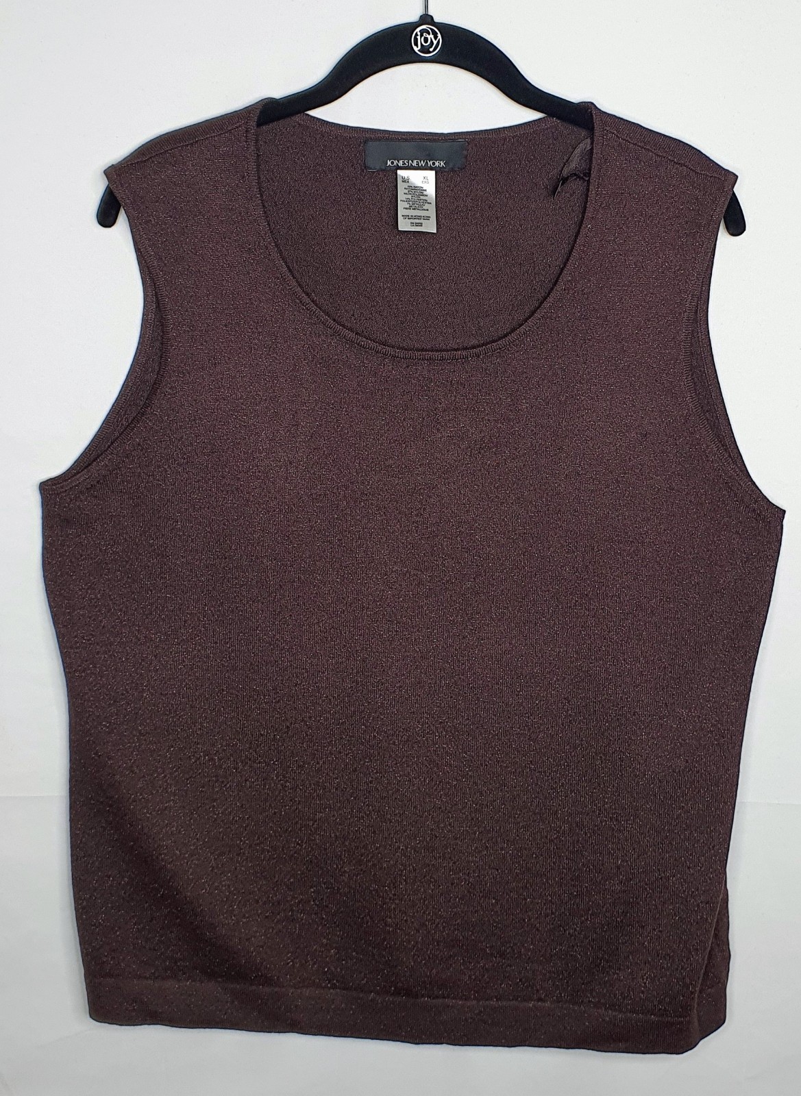 JNY Women’s Top XL Drk Brn Blended Fabric Scoop Neck Sleeveless Versatile VTG