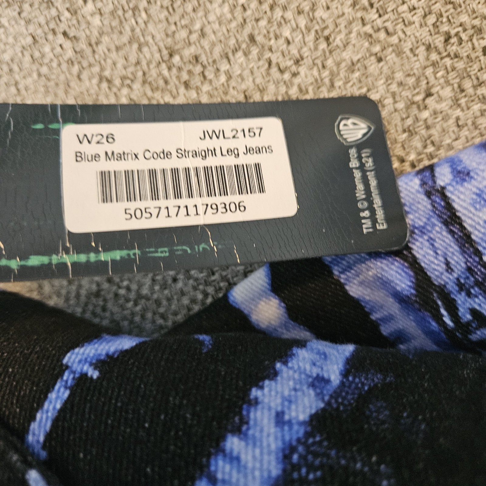 Jaded London Blue Matrix Code Women Size 26 Straight Leg Jeans BLUE/BLACK NEW