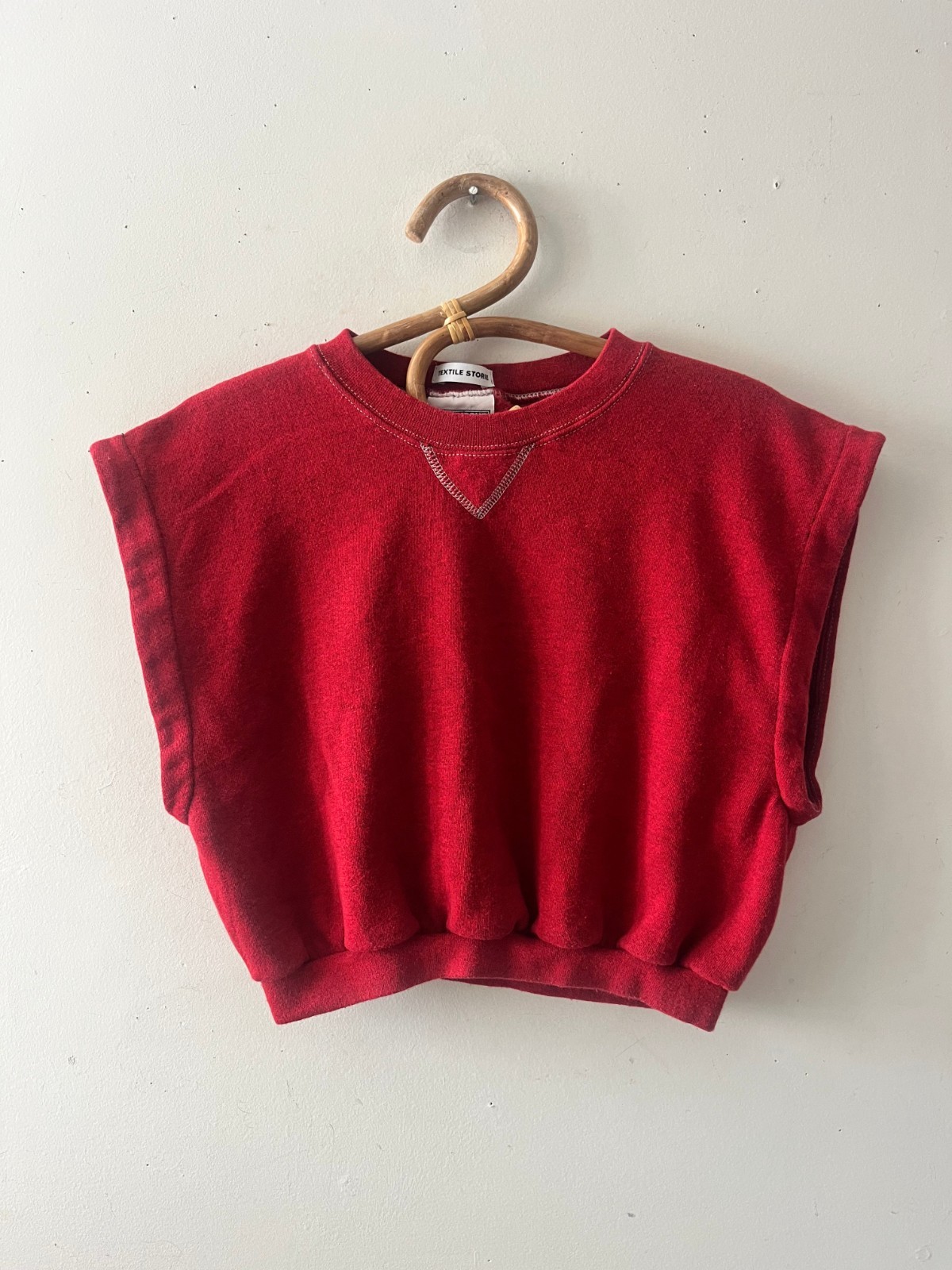 Modern Upcycled Red Crew Sweatshirt Loose Relaxed Fit Vintage One Size