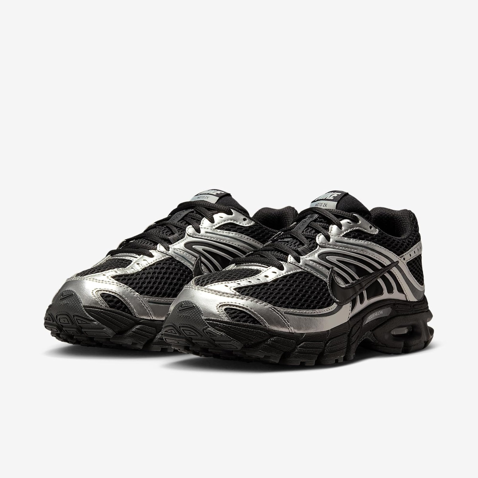 Nike Womens Air Max Moto with Reflective Accents – Black/Black/Metallic Silver –