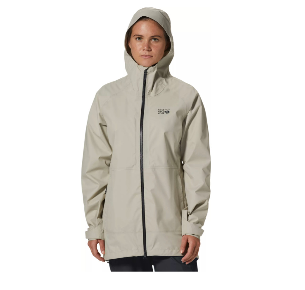 Mountain Hardwear Threshold Parka Womens S Oyster Hooded Waterproof Lightweight