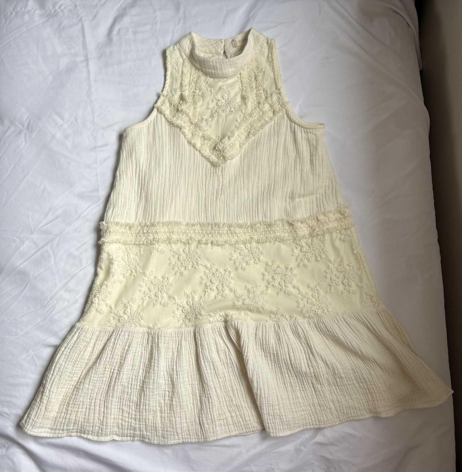 Altar’d State Ivory Lace Sleeveless High Neck Mini A-Line Dress Size S