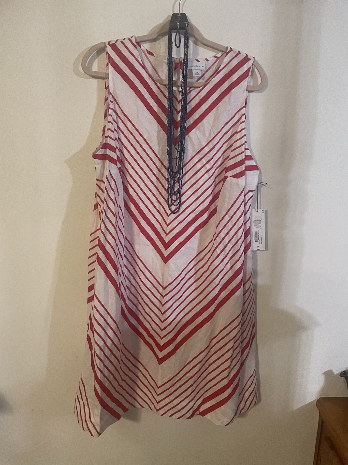 NWT Liz Claiborne Striped Dress Plus Size 0X Patriotic July 4th Linen Blend