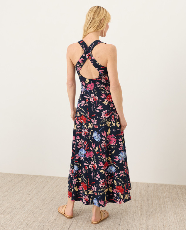 PACT Organic Fit & Flare Open Back Maxi Dress – Dayspring Blooms Multi (NEW)