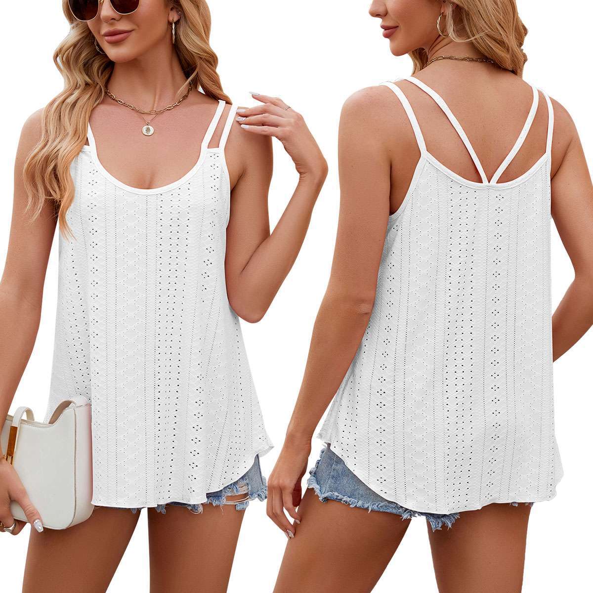 Sleeveless Flowy Tank Top Soft Fabric Tunic Women Scoop Neck Loose Blouse