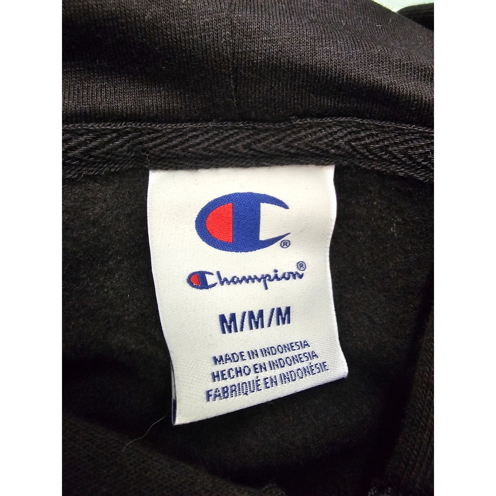 Champion Womens Zip Hoodie Black Cotton Blend Athletic Size Medium