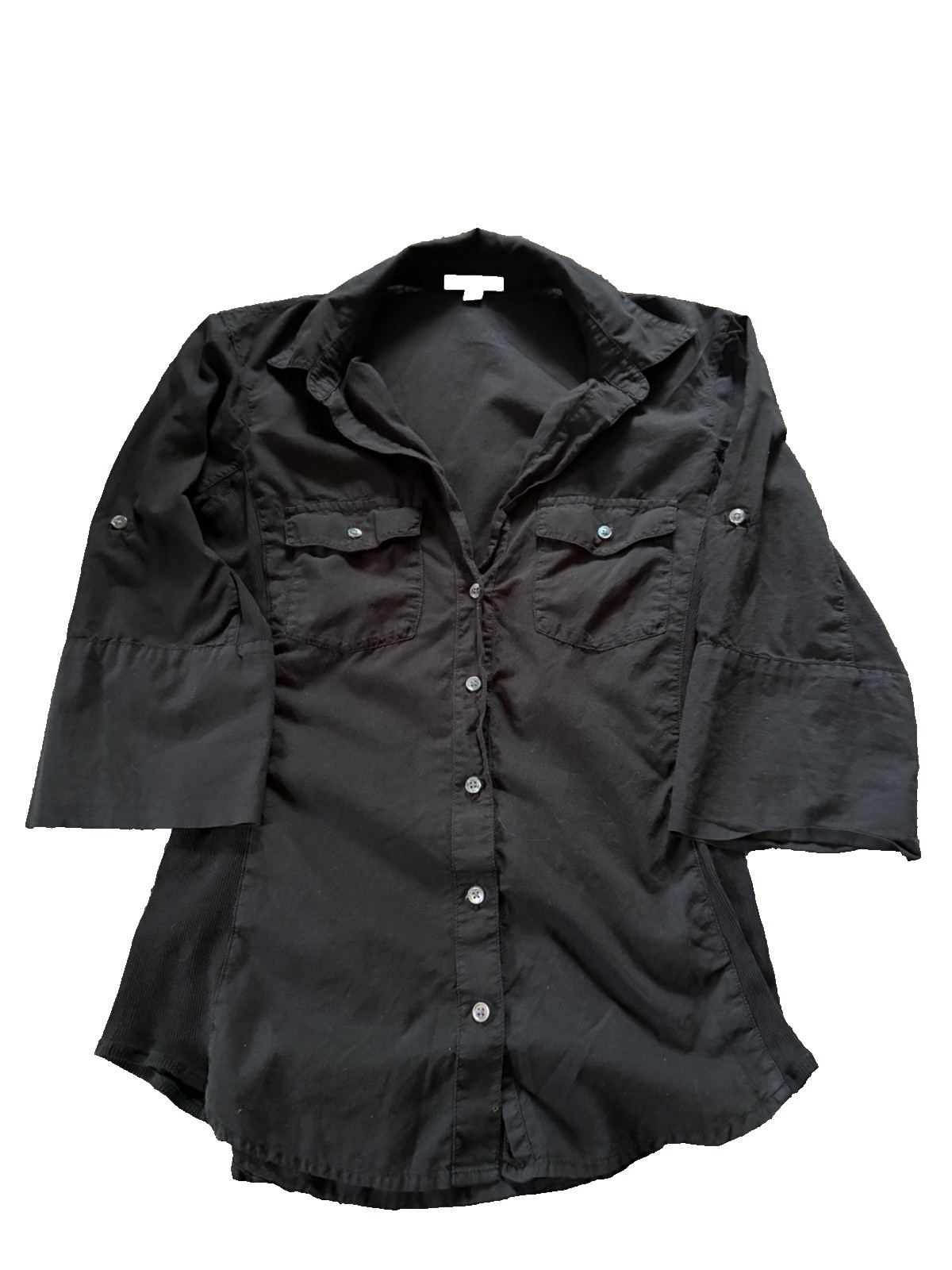 James Perse Contrast Panel Shirt Size 3 Large Women’s Black Button Up Top