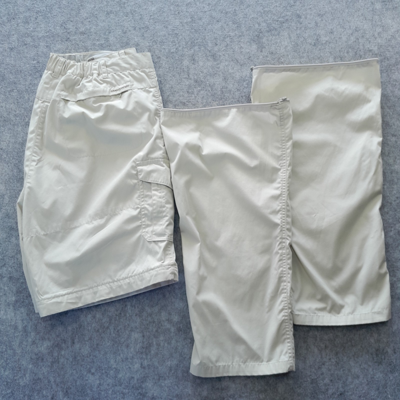 Craghoppers Convertible Trousers Womans UK18 Reg Ivory Kiwi Zip Off Walking Shor