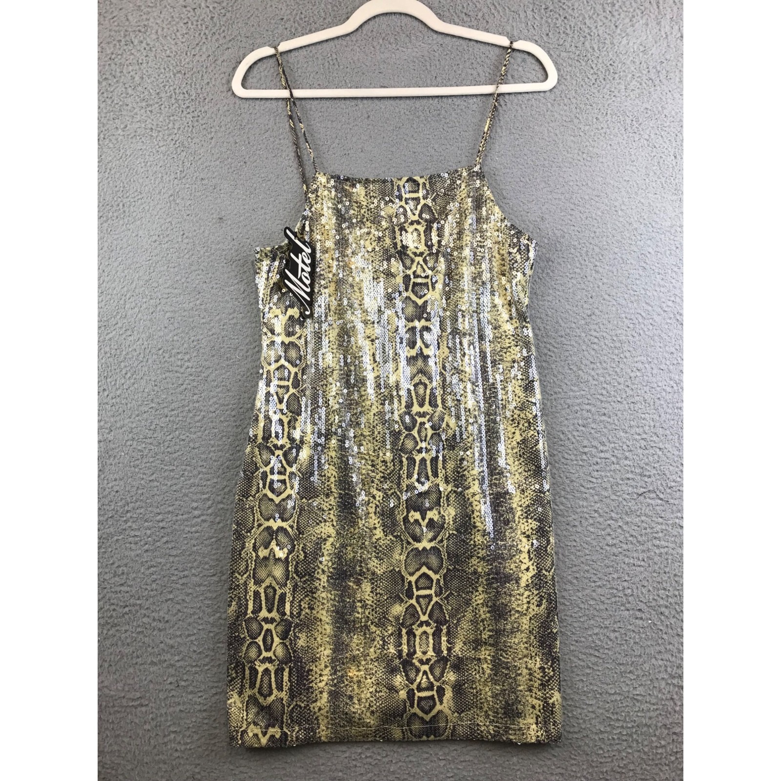 New Selana Bodycon Dress In Acid Snake Clear Sequin