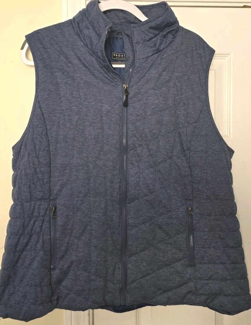 Bagatelle Collection Quilted Blue Full Zip Vest Womens Sz XL Dry Clean Only