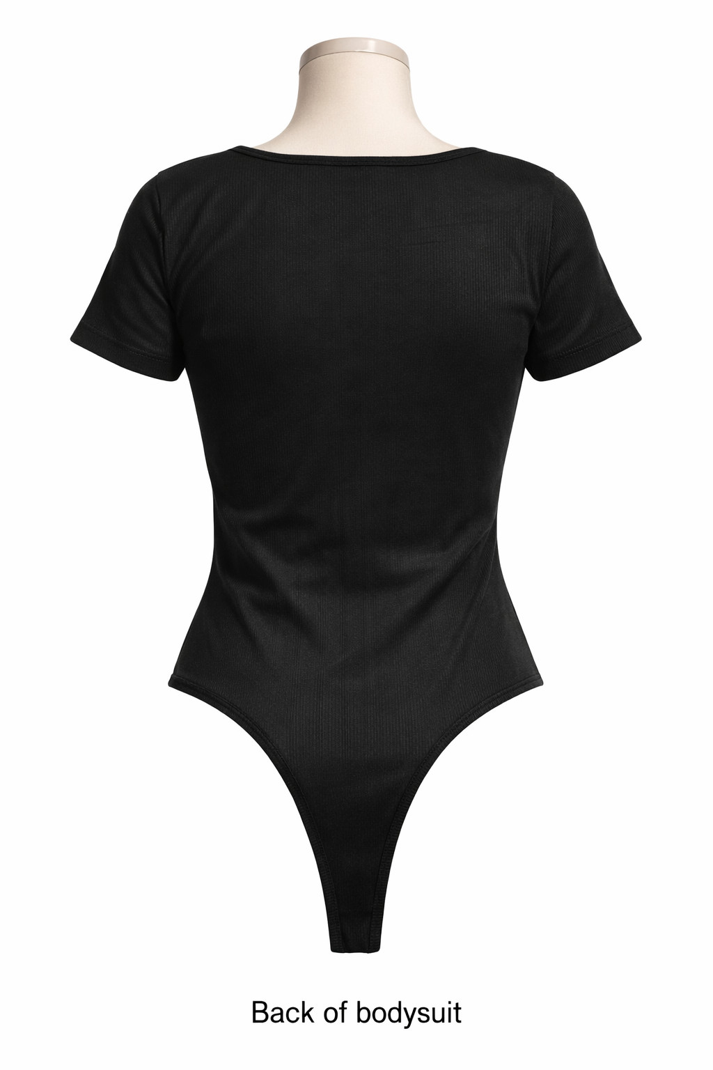 Women’s Black Short-Sleeve Ribbed Bodysuit Snap Close 95% Cotton Size S/M/L/XL