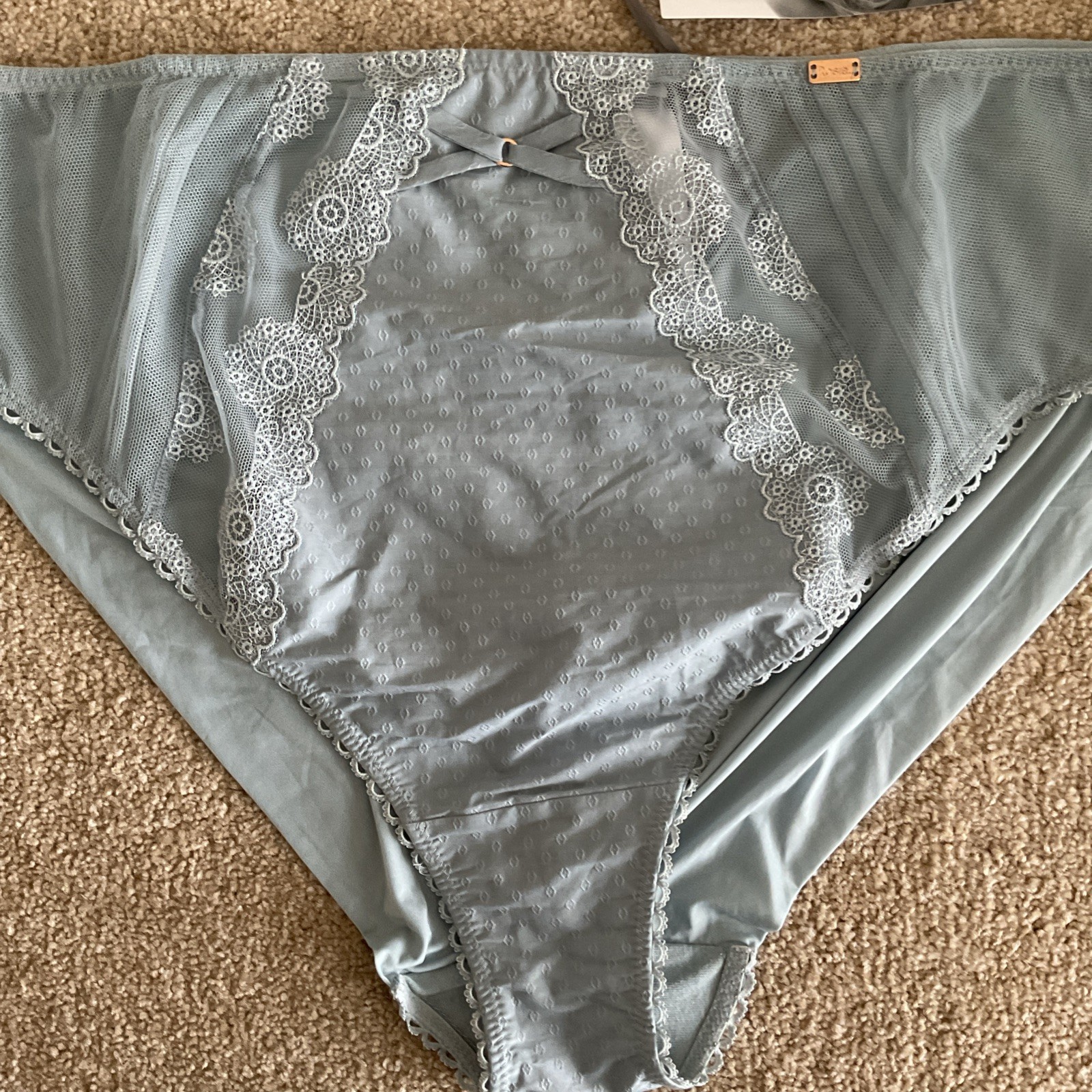 RRP £14 M&S Size 16 Rosie High Waisted High Leg Knickers Light Steel Blue Waist