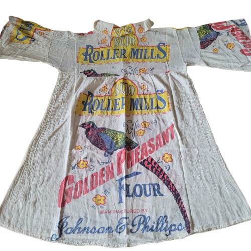 Flour Sack Dress Pheasant Vintage Look Feed Sack Garden Hippie Boho One Size
