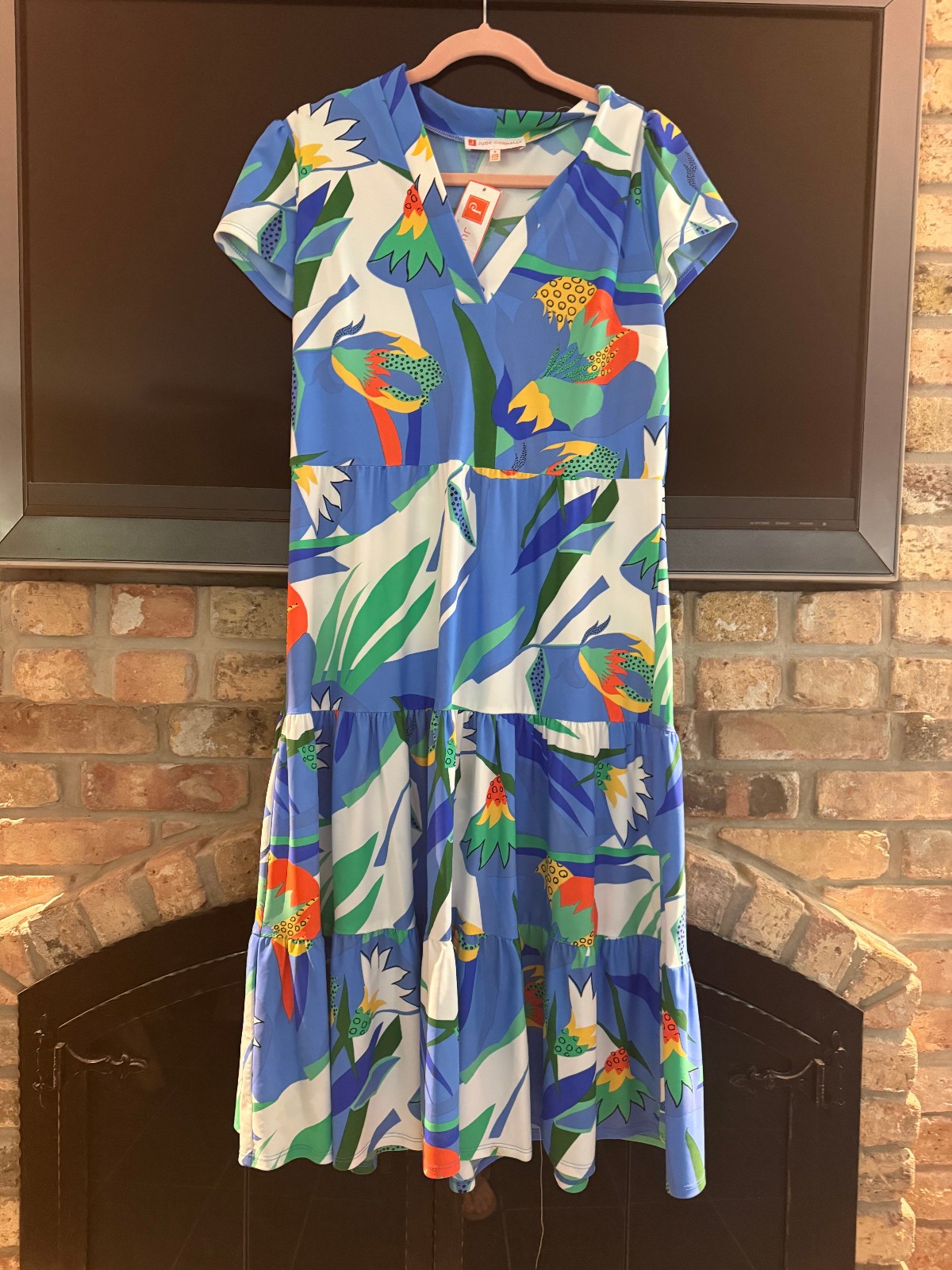 Jude Connally Libby Midi Dress Nouveau Floral PeriJude Cloth M NWT $228