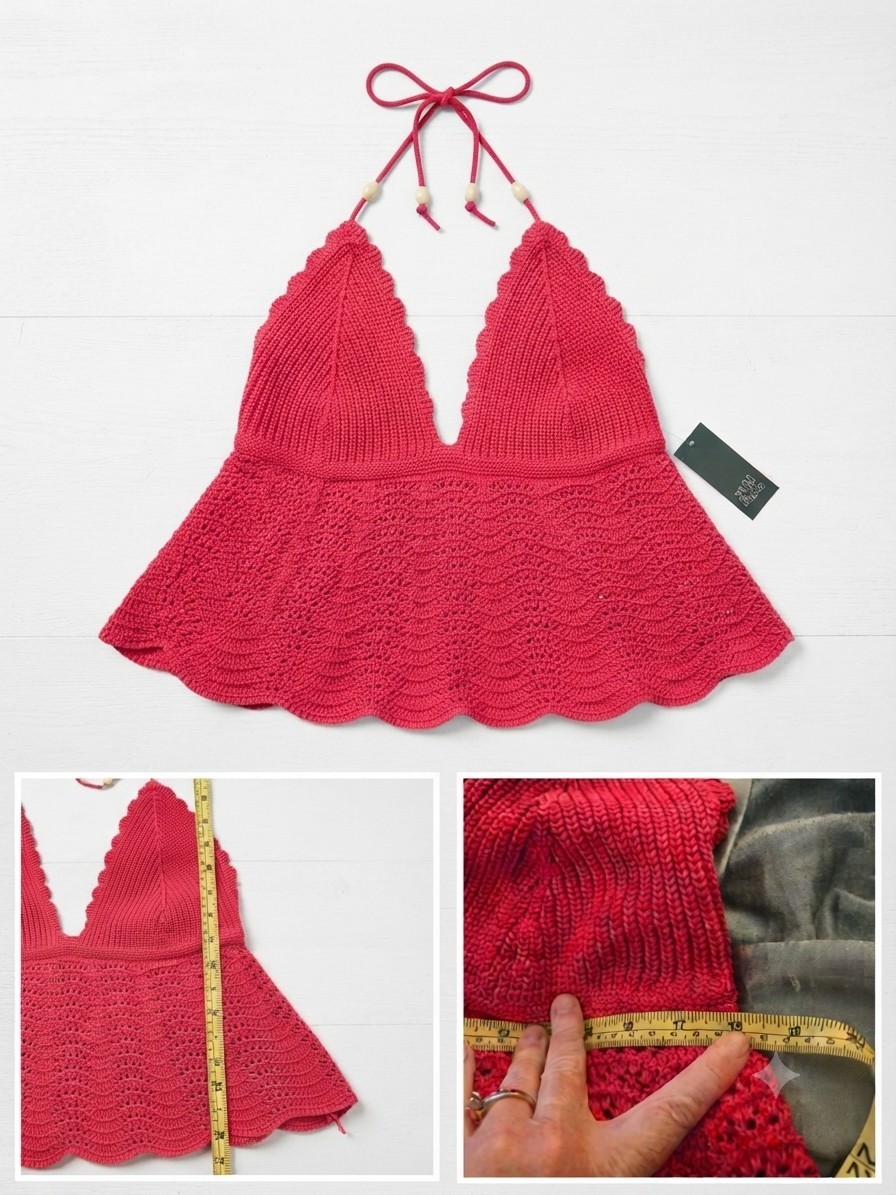 Wild Fable Pink Crochet Knit Halter Top Adjustable Plus Size 1X NWT