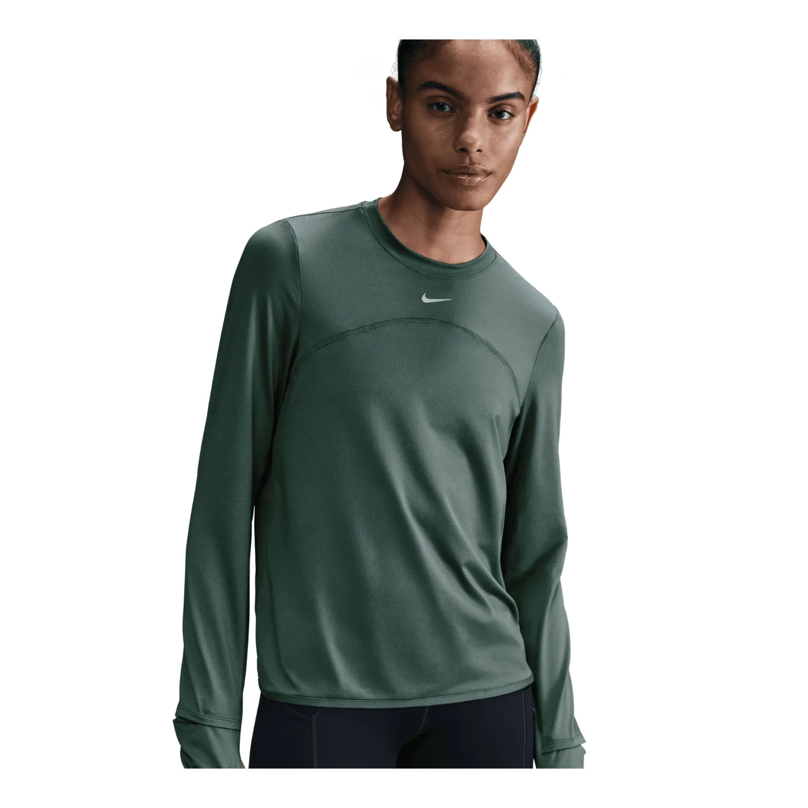 NIKE SWIFT ELEMENT WOMEN’S DRI-FIT UV RUNNING CREW L S SHIRT GREEN #FB4297-NWT