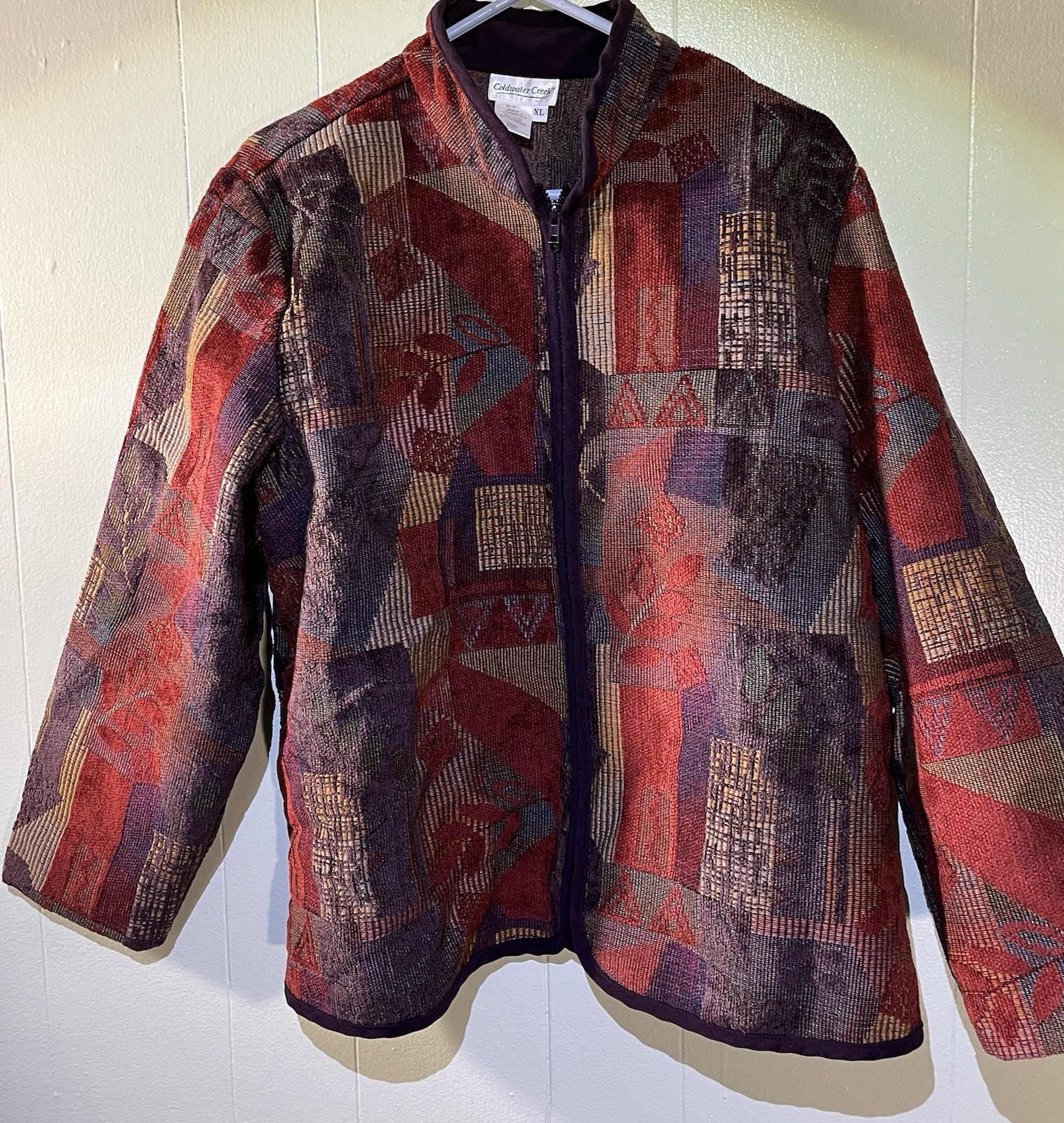 Coldwater Creek Womens Paisley Patchwork Cotton Jacket Multicolored XL